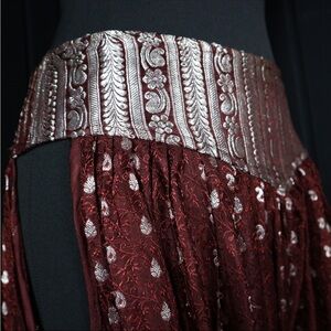 Elegant Burgundy and Silver Harem Pants